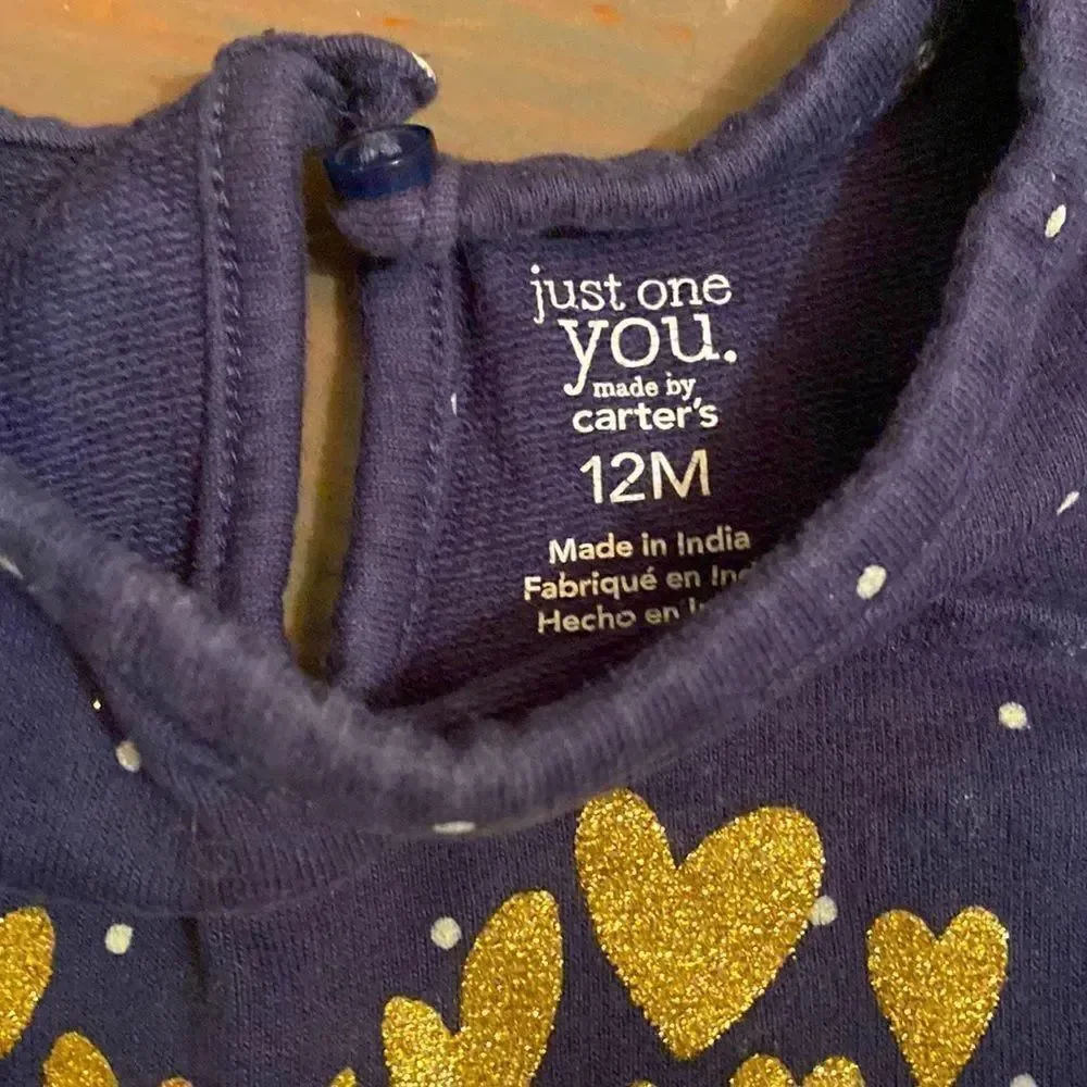 3/$15 Baby Girl Blue and Gold Jumper